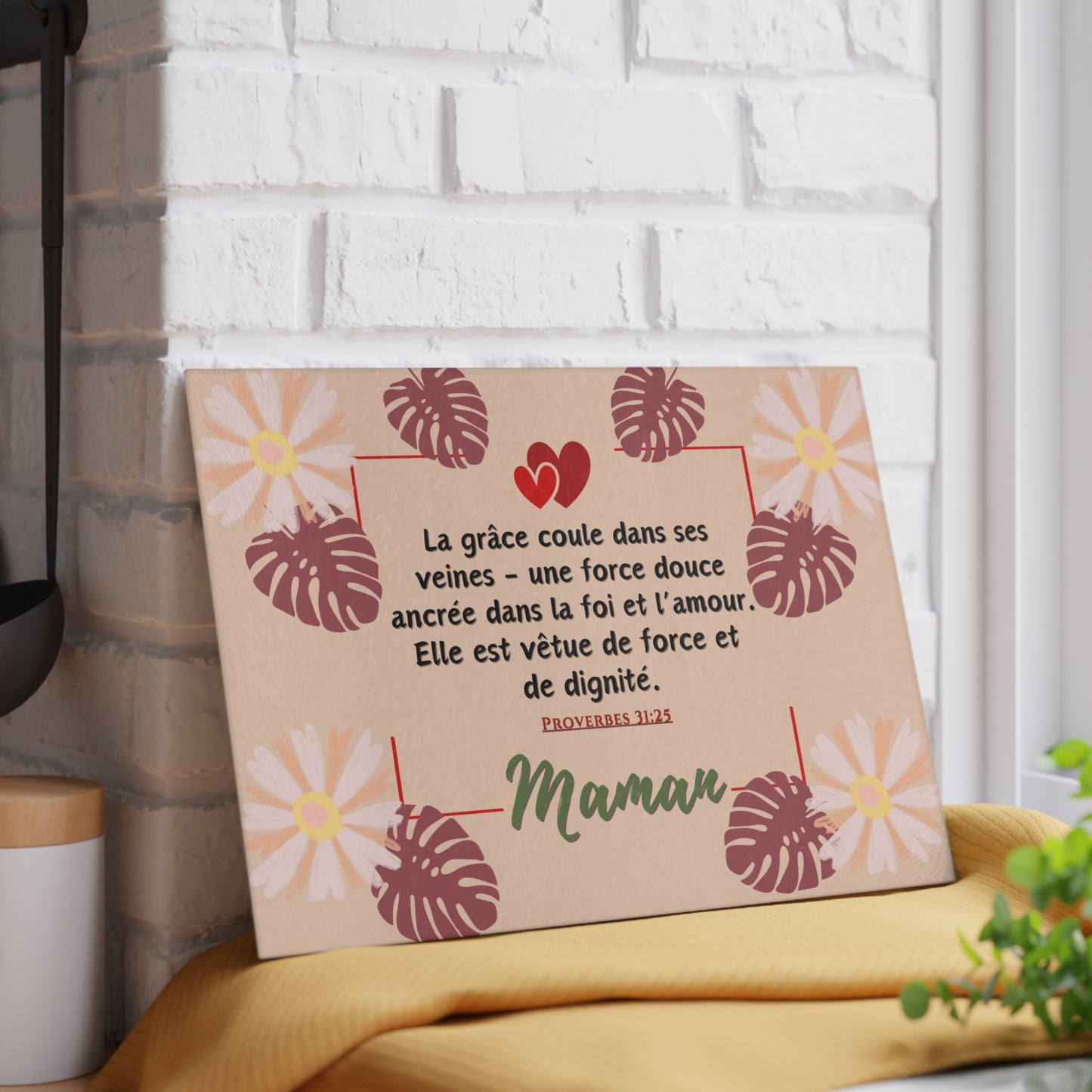 French Statement Mother's Day Glass Cutting Board | Le Cœur d’une Maman
