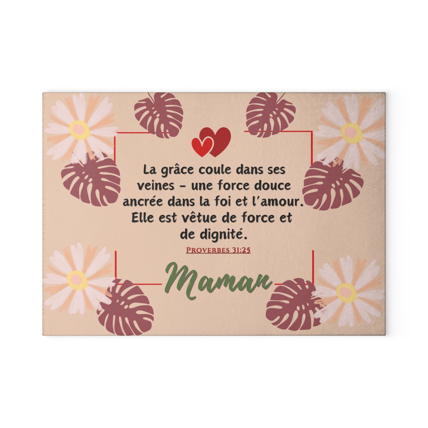French Statement Mother's Day Glass Cutting Board | Le Cœur d’une Maman
