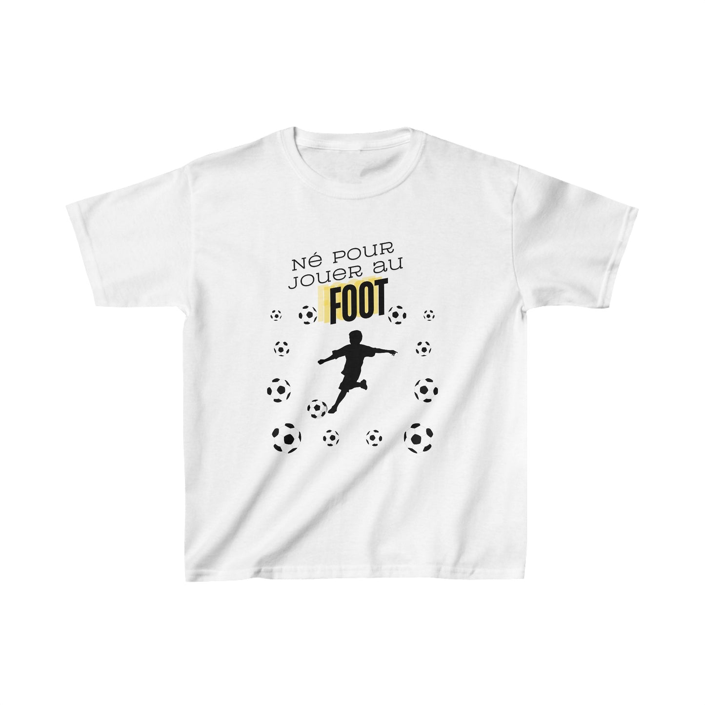 T-shirt en coton personnalisé pour enfants - Né Pour Jouer Au Foot