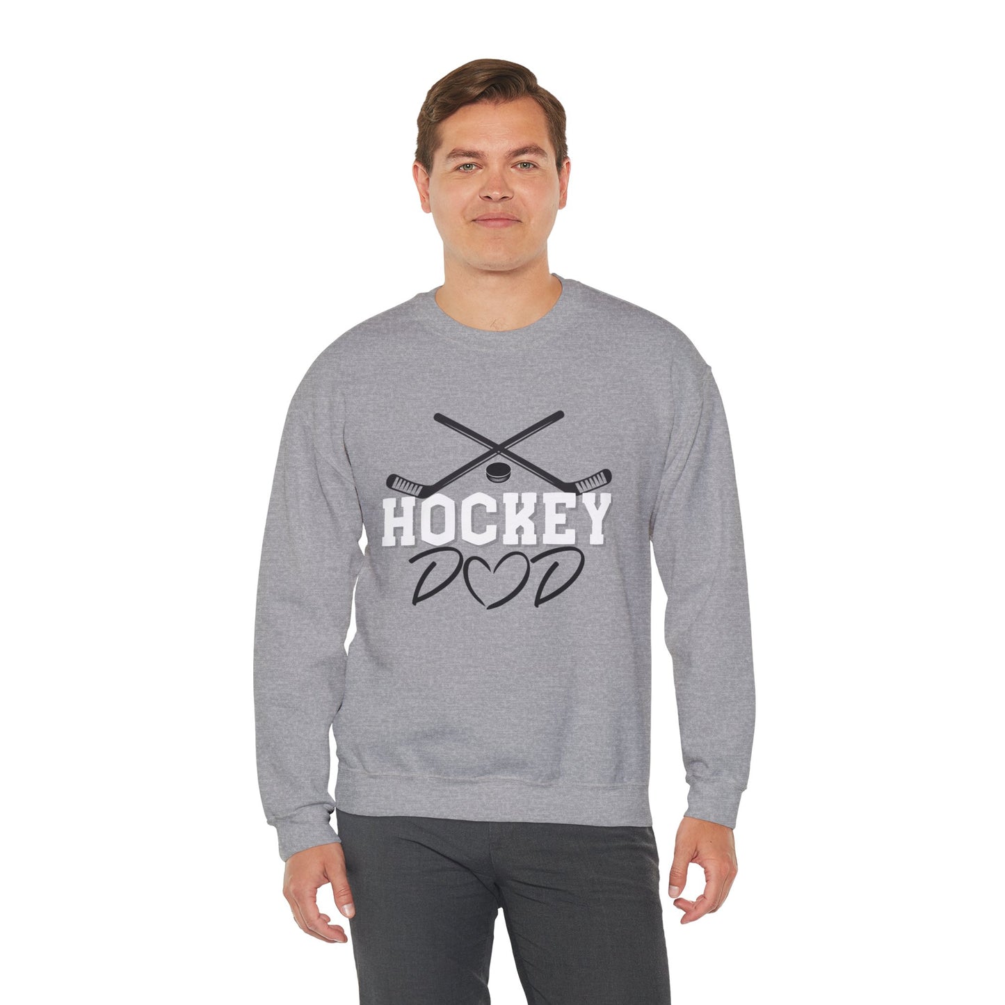 Papa de hockey | Sweat-shirt unisexe à col rond en mélange lourd