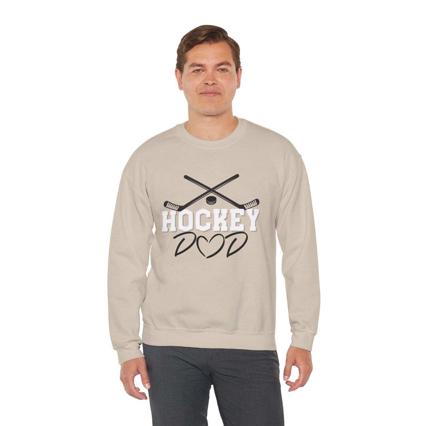Papa de hockey | Sweat-shirt unisexe à col rond en mélange lourd