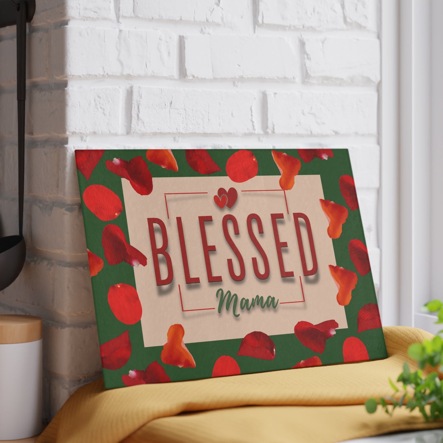 Personalized Mother's Day Glass Cutting Board | Blessed Mama
