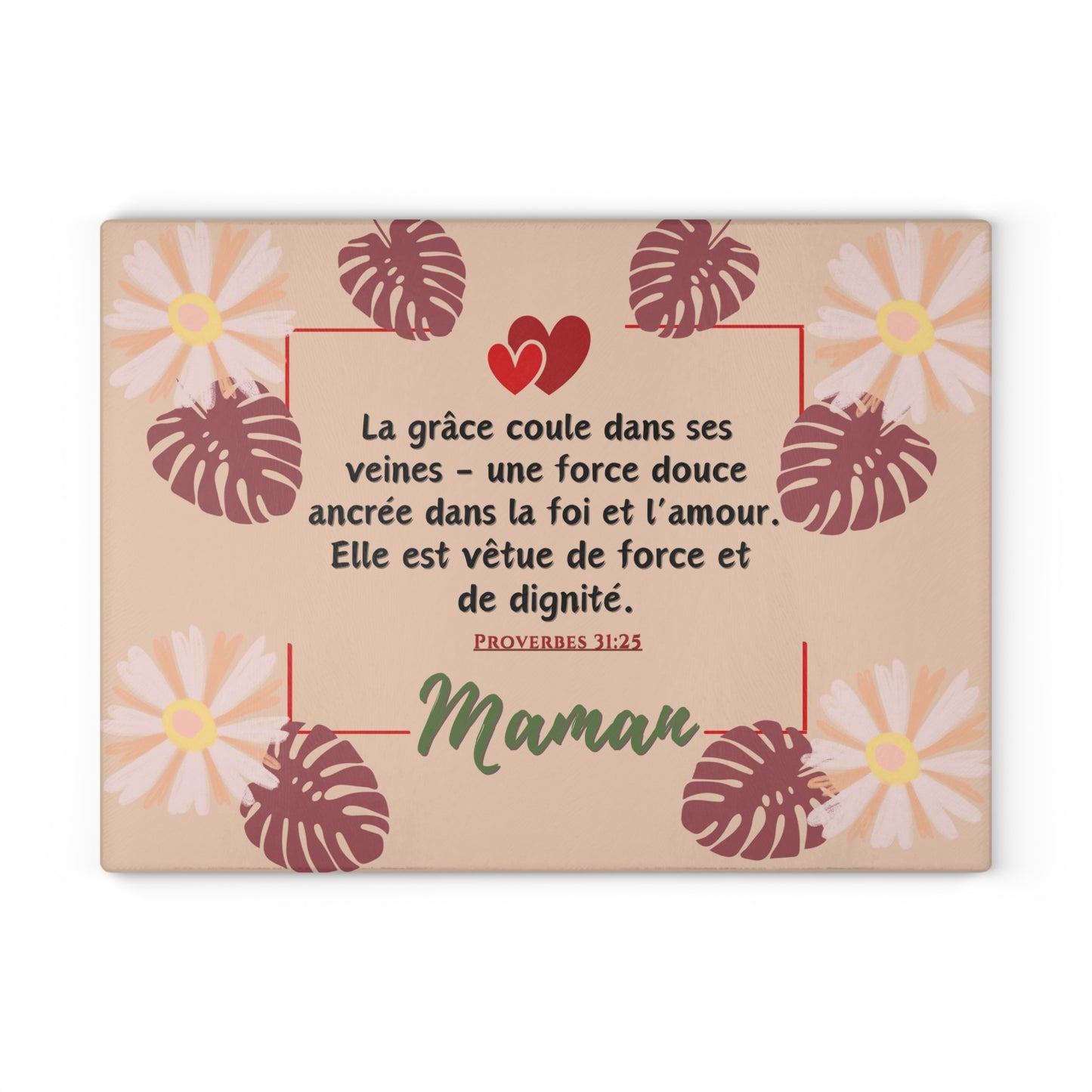 French Statement Mother's Day Glass Cutting Board | Le Cœur d’une Maman