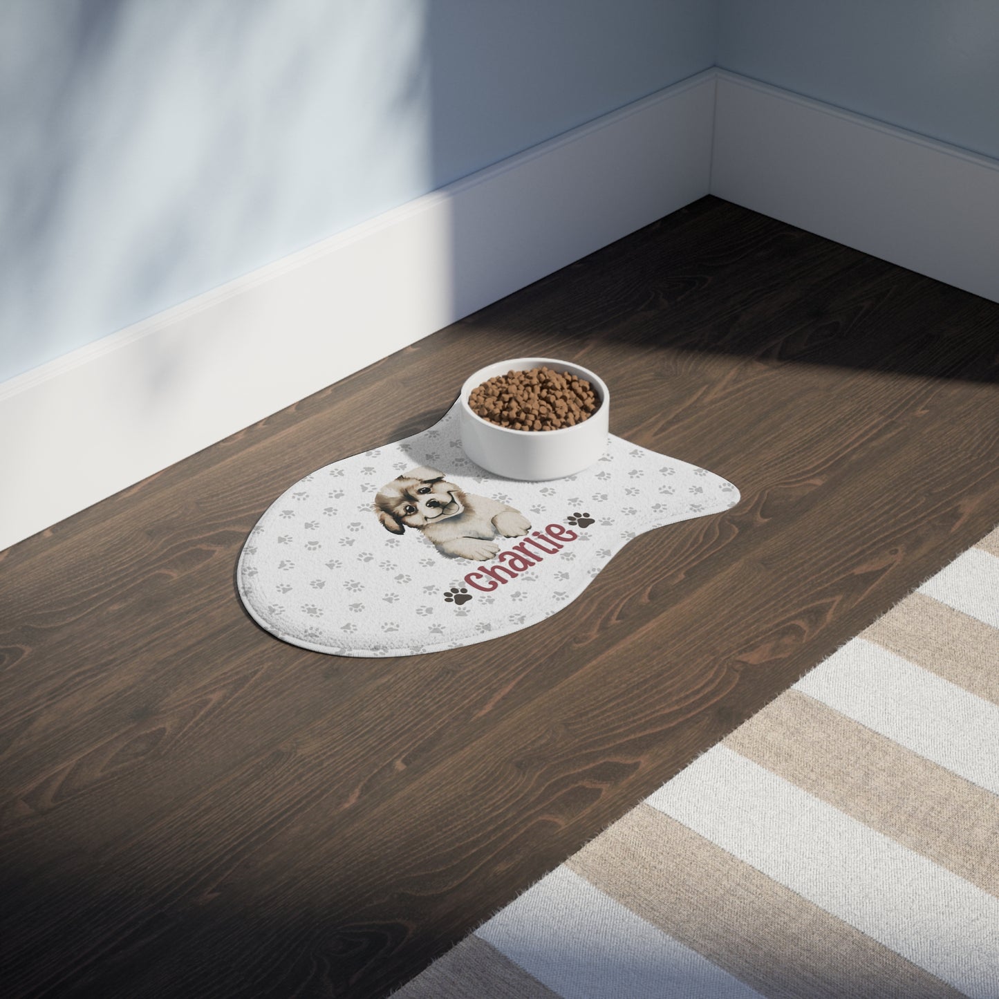 Pet Name - Charlie | Personalized Pet Feeding Mats for Clean Fun Mealtimes