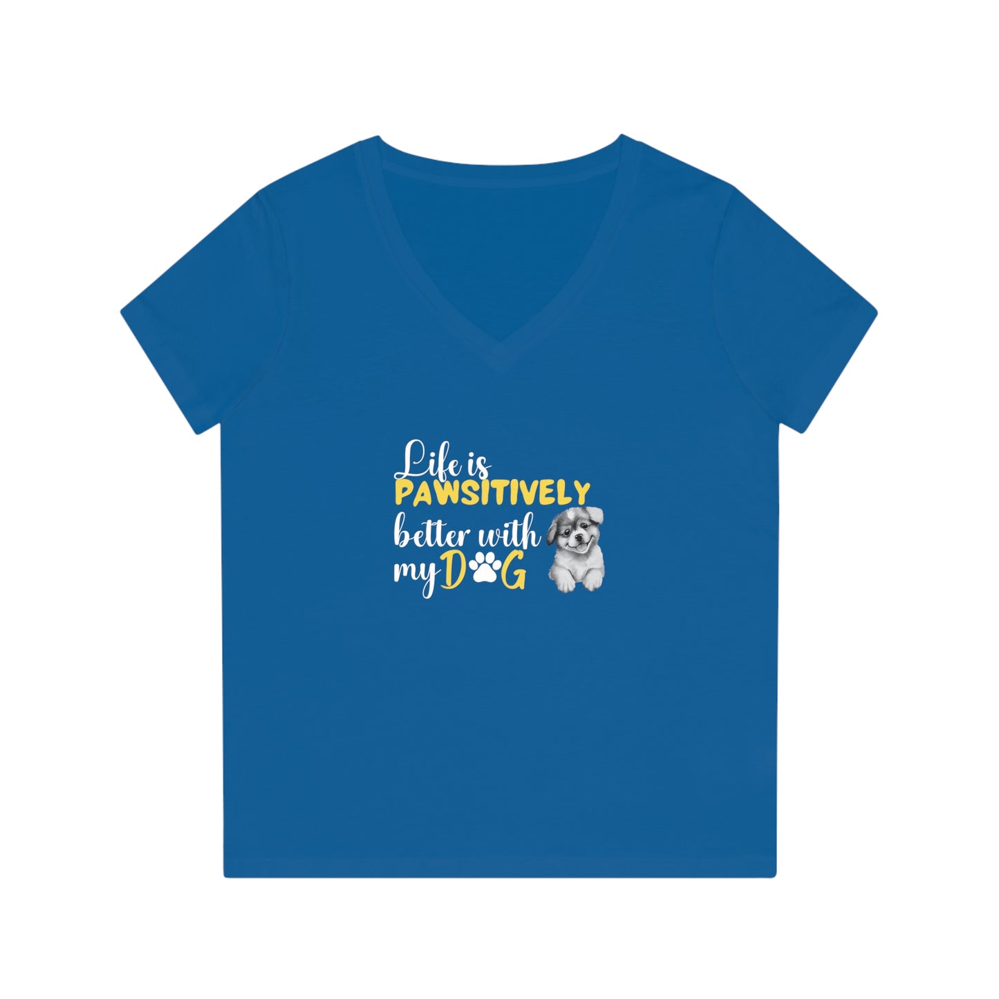 La vie est meilleure avec mon chien | T-shirt col V femme en coton biologique