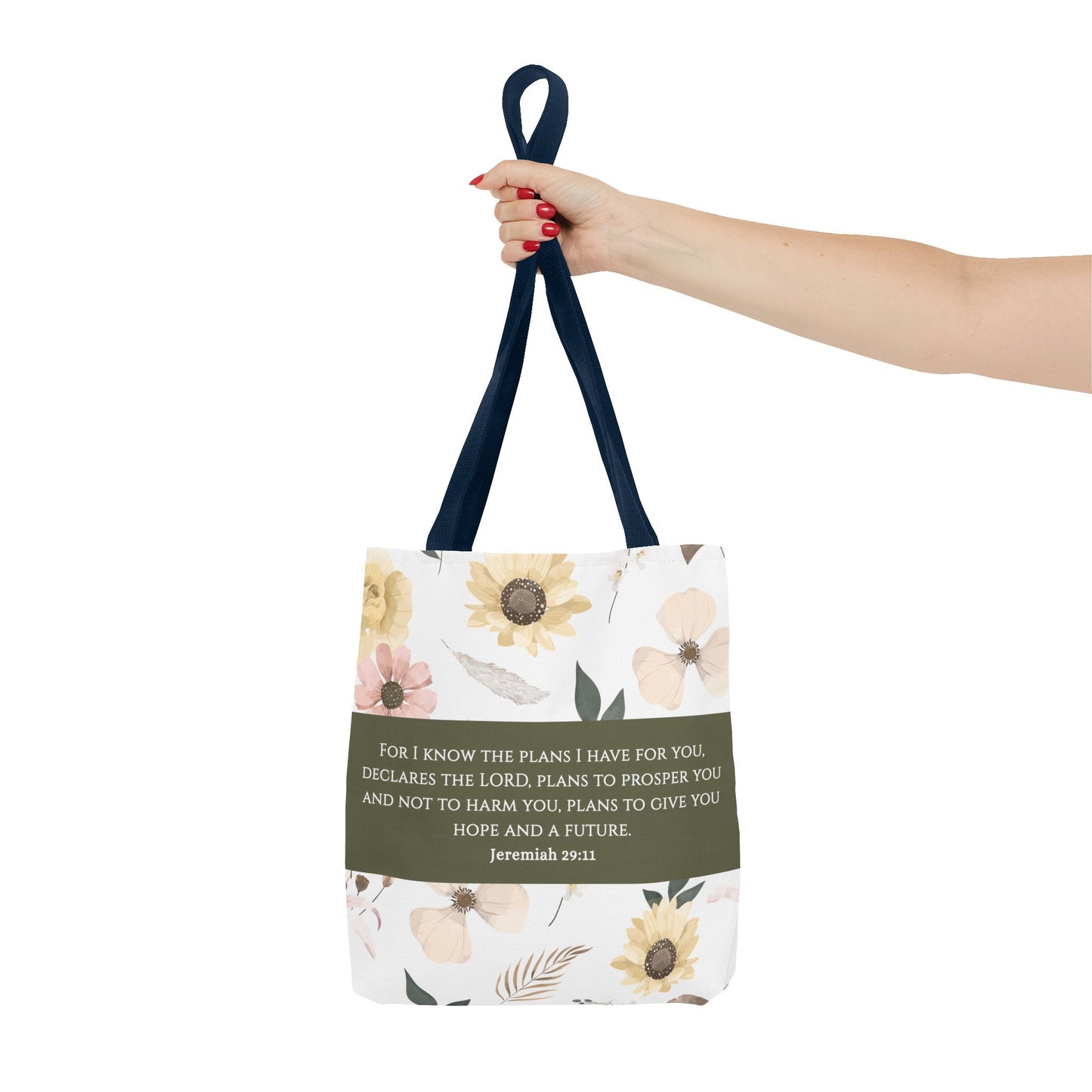 Floral Psalm Tote Bag — French Scripture 'Dieu est au milieu d'elle'