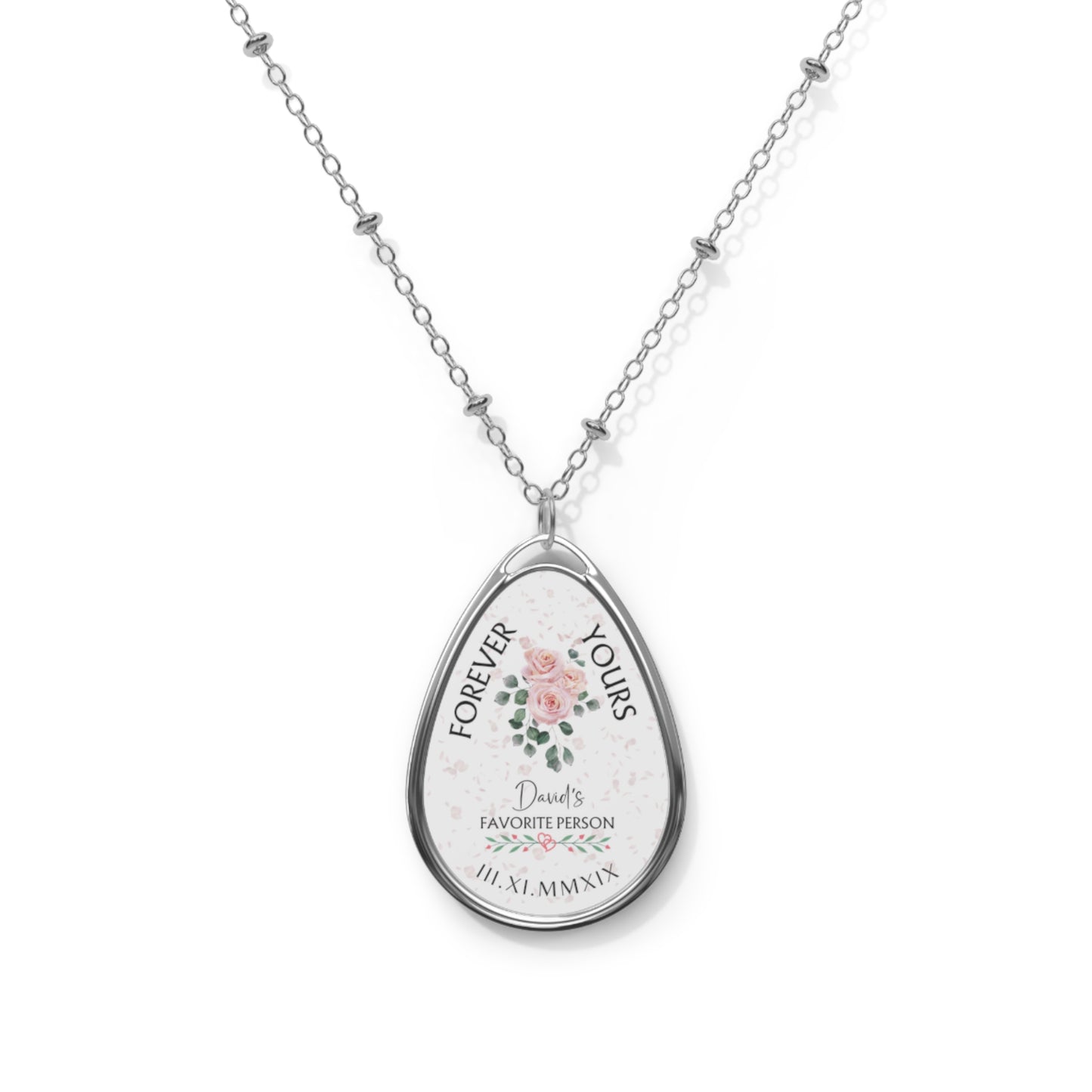 À toi pour toujours | Pendentif Ellipse Personnalisé + Collier