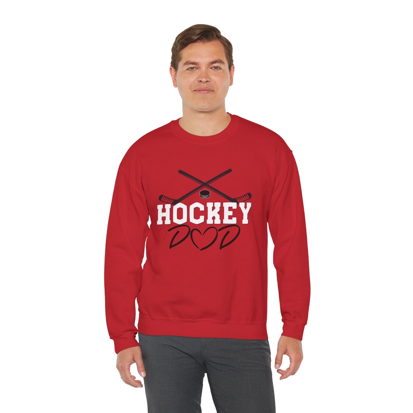 Papa de hockey | Sweat-shirt unisexe à col rond en mélange lourd