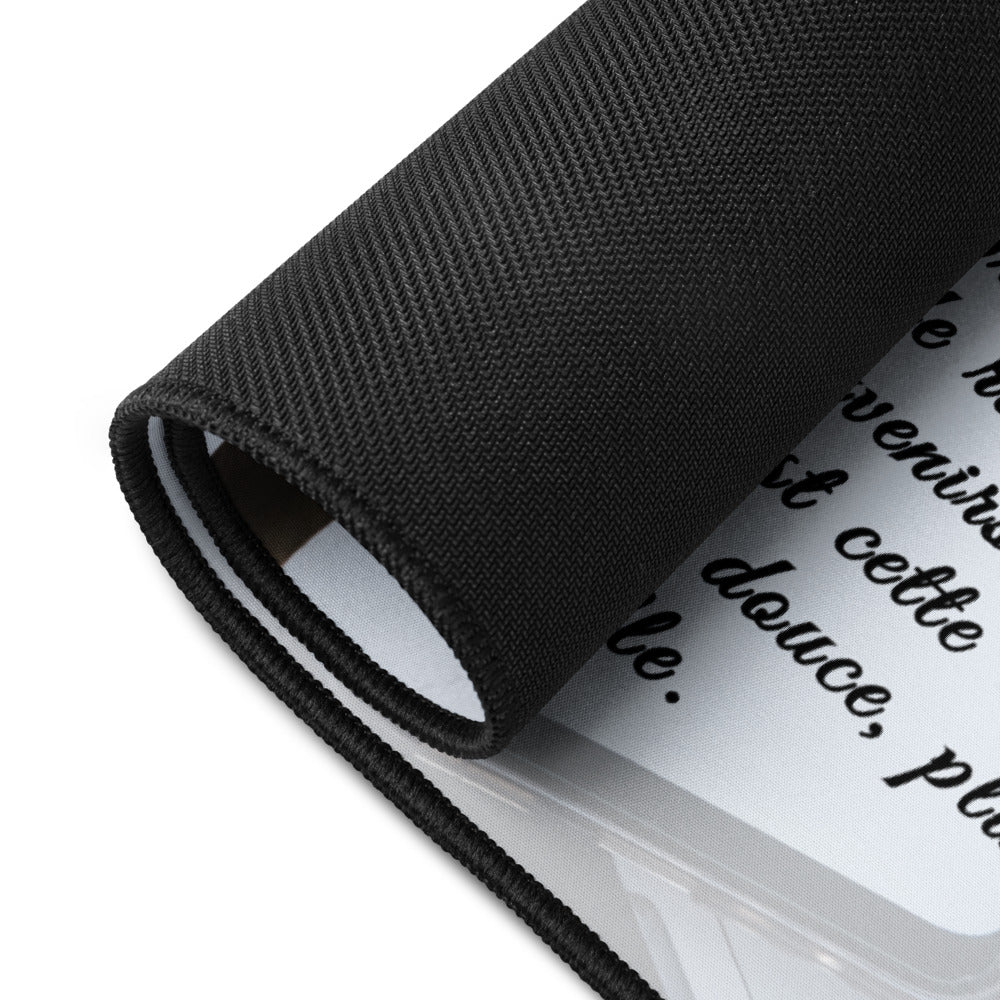 Black fabric roll with text on a white background
