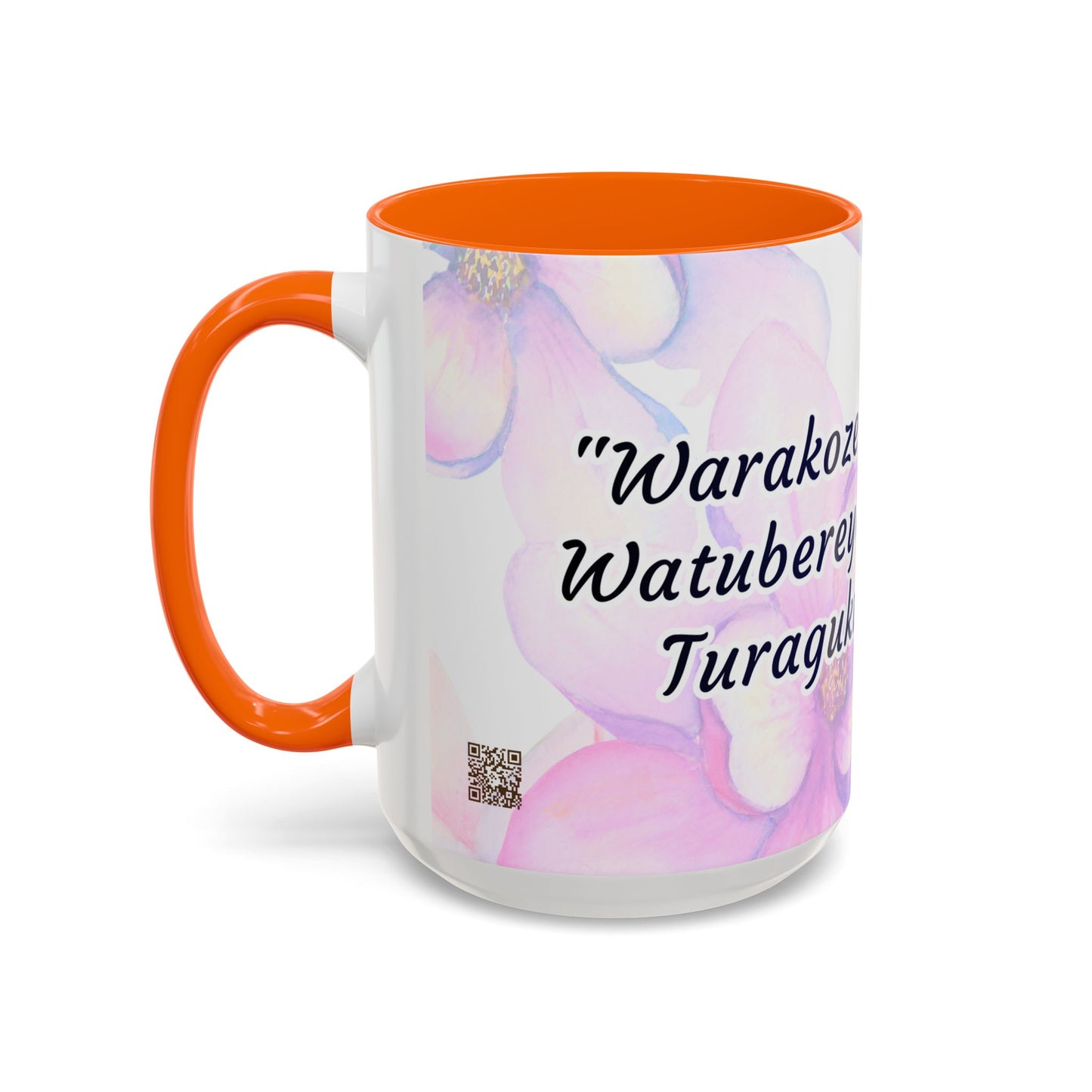 Accent Coffee Mug — Inspirational Kinyarwanda Love Quote on Floral Background (11/15 oz)