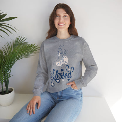 Silhouette de femme - Bienheureuse | Sweat-shirt unisexe à col rond en mélange lourd