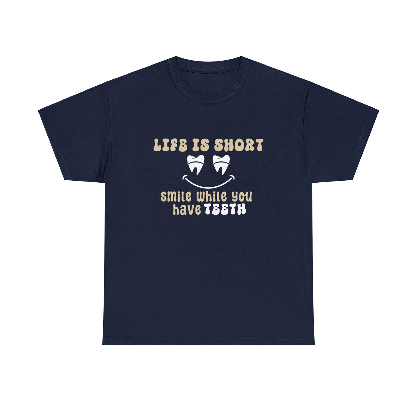 Life Is Short, Smile | Unisex Heavy Cotton T-Shirt