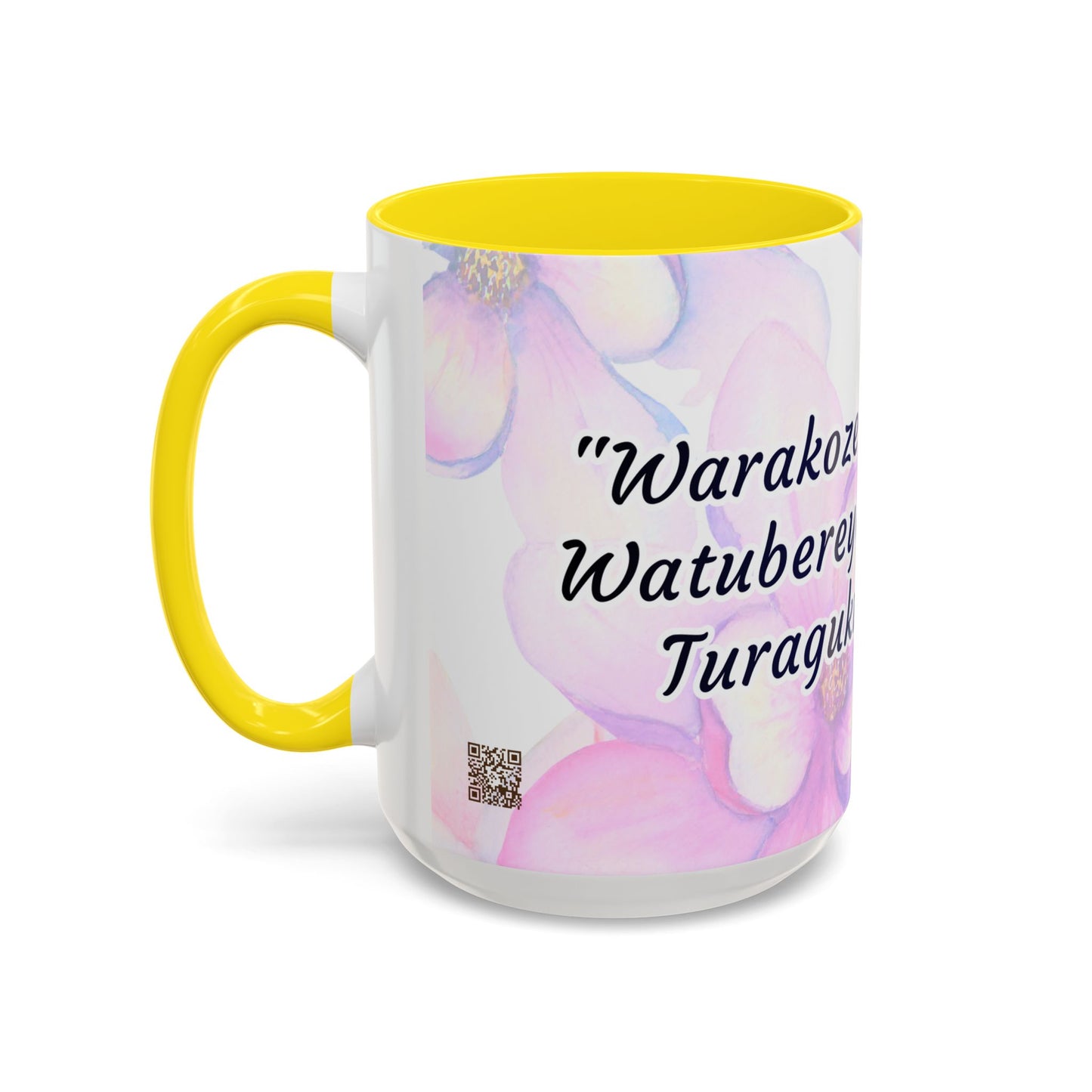 Accent Coffee Mug — Inspirational Kinyarwanda Love Quote on Floral Background (11/15 oz)