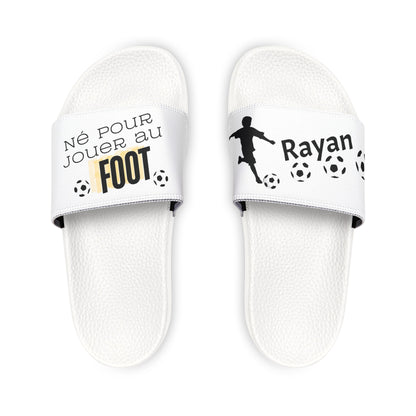 Personalized Kids Slide Sandals - Né Pour Jouer Au Foot