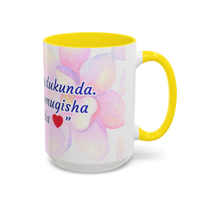 Accent Coffee Mug — Inspirational Kinyarwanda Love Quote on Floral Background (11/15 oz)