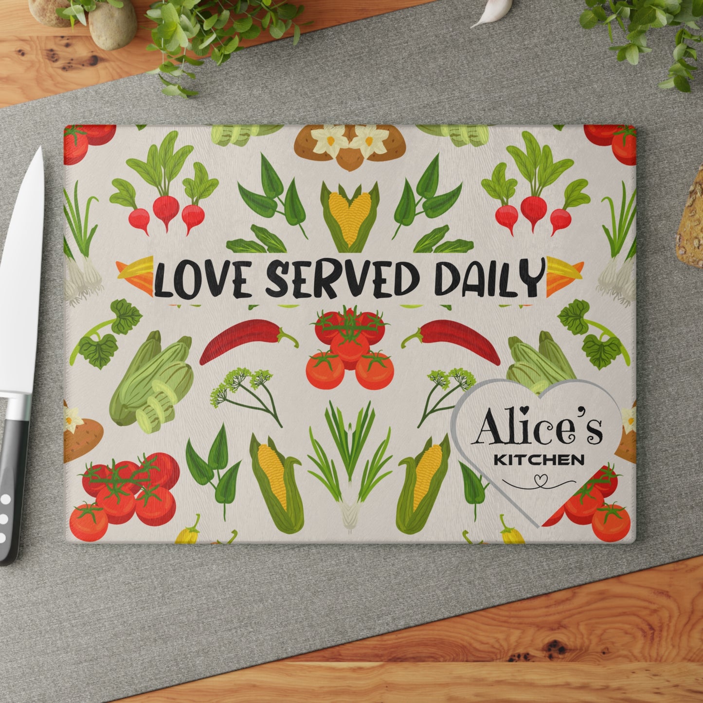 Personalized Mother's Day Glass Cutting Board | Love Served Daily