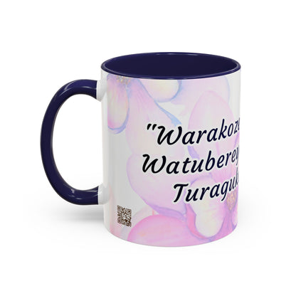 Accent Coffee Mug — Inspirational Kinyarwanda Love Quote on Floral Background (11/15 oz)