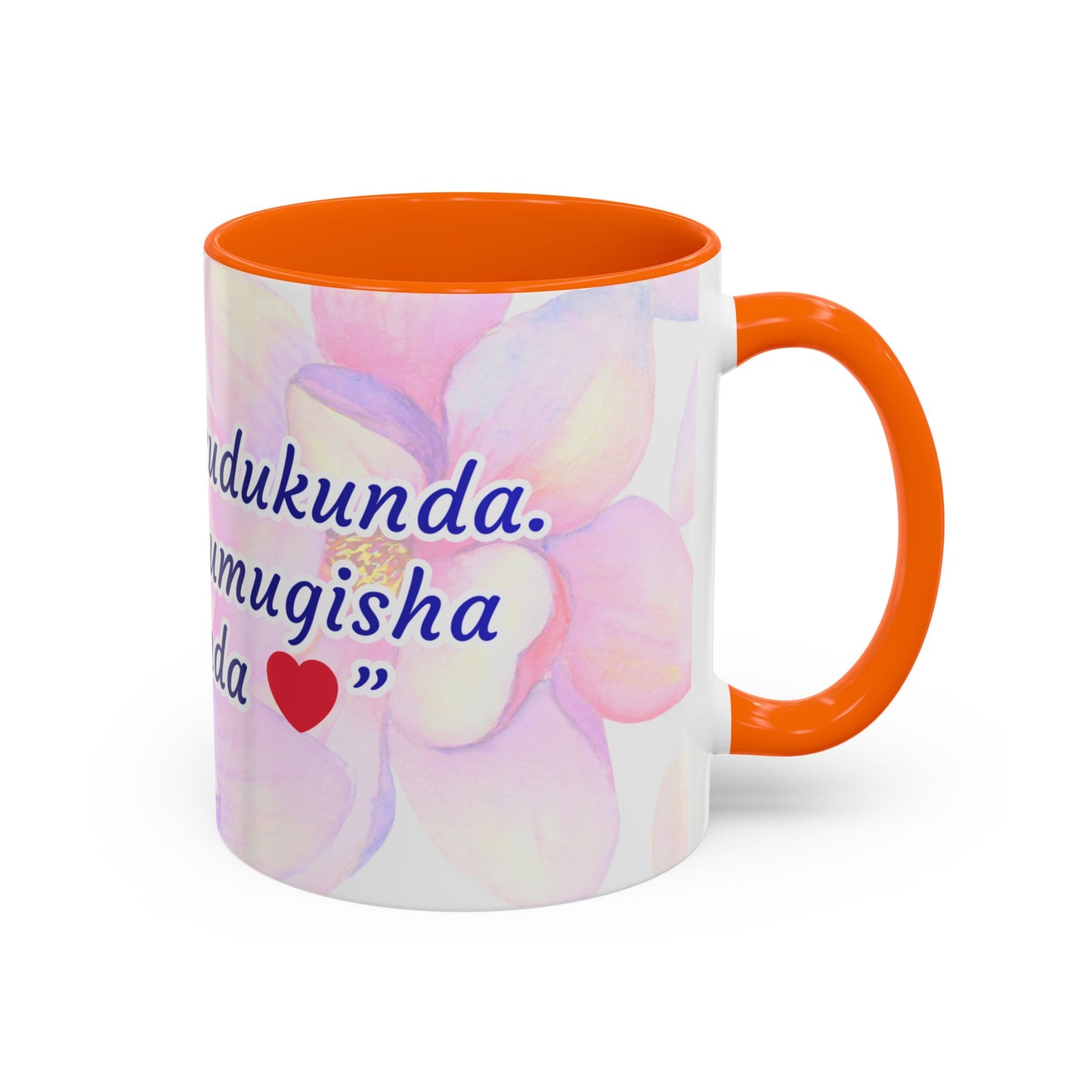 Accent Coffee Mug — Inspirational Kinyarwanda Love Quote on Floral Background (11/15 oz)