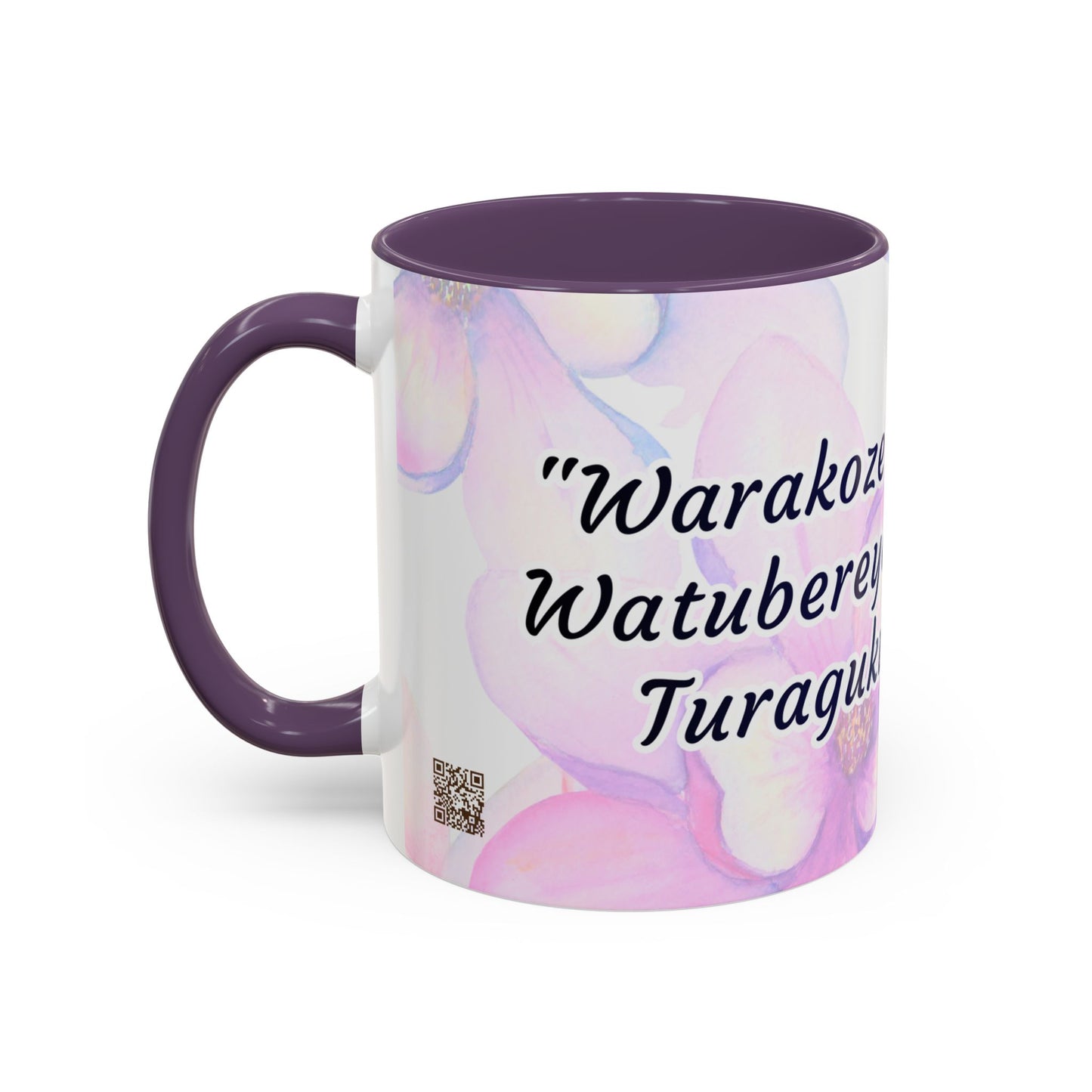 Accent Coffee Mug — Inspirational Kinyarwanda Love Quote on Floral Background (11/15 oz)