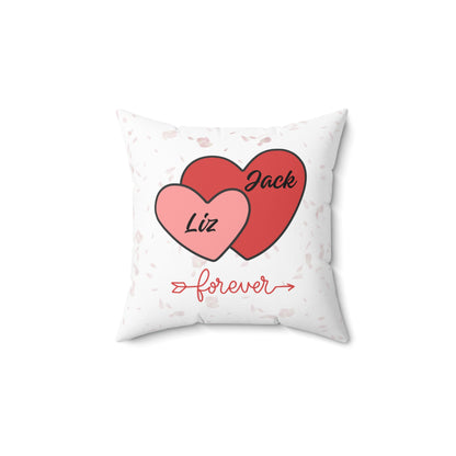 Oreiller de couple personnalisé | Coussin carré en polyester filé