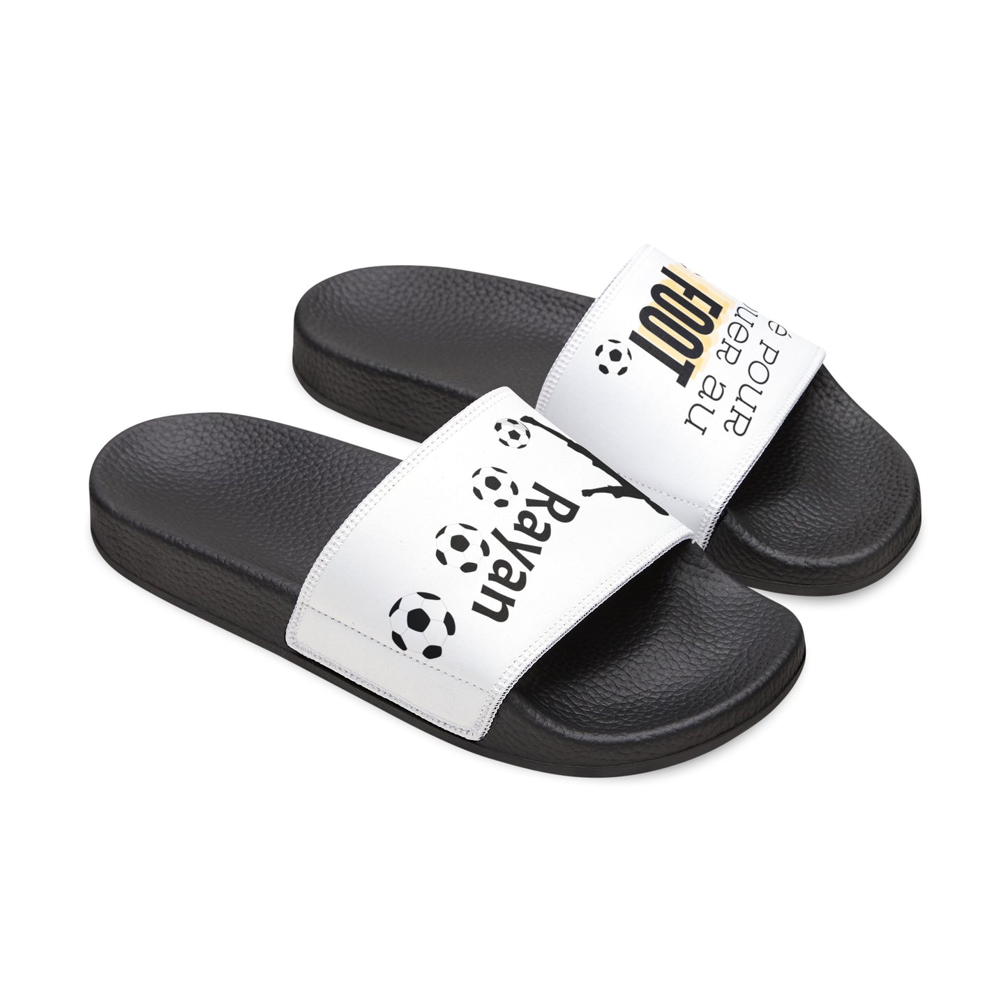 Personalized Kids Slide Sandals - Né Pour Jouer Au Foot