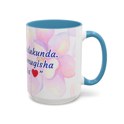 Accent Coffee Mug — Inspirational Kinyarwanda Love Quote on Floral Background (11/15 oz)