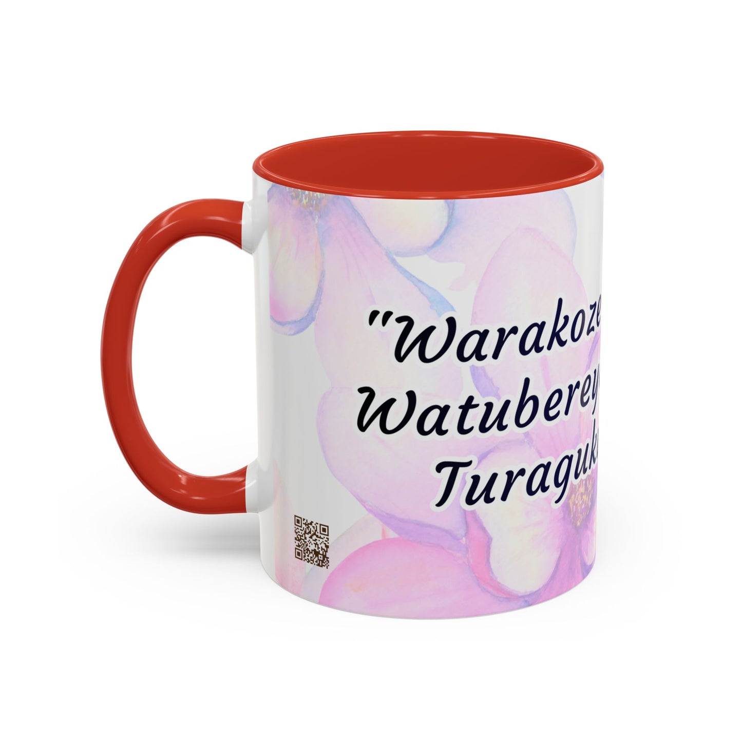 Accent Coffee Mug — Inspirational Kinyarwanda Love Quote on Floral Background (11/15 oz)