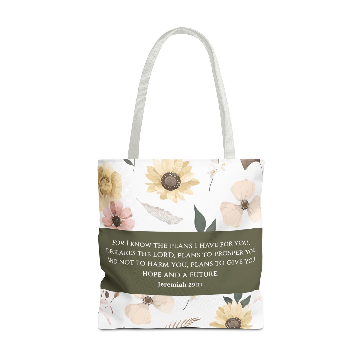 Floral Psalm Tote Bag — French Scripture 'Dieu est au milieu d'elle'