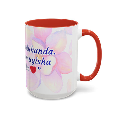 Accent Coffee Mug — Inspirational Kinyarwanda Love Quote on Floral Background (11/15 oz)