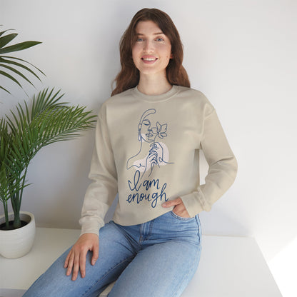 Silhouette de femme-je suis assez | Sweat-shirt unisexe à col rond en mélange lourd