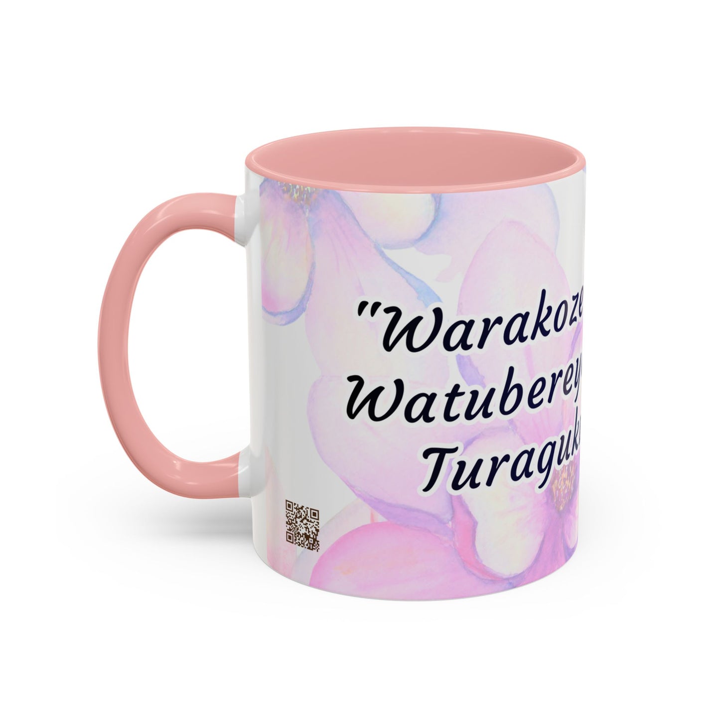 Accent Coffee Mug — Inspirational Kinyarwanda Love Quote on Floral Background (11/15 oz)