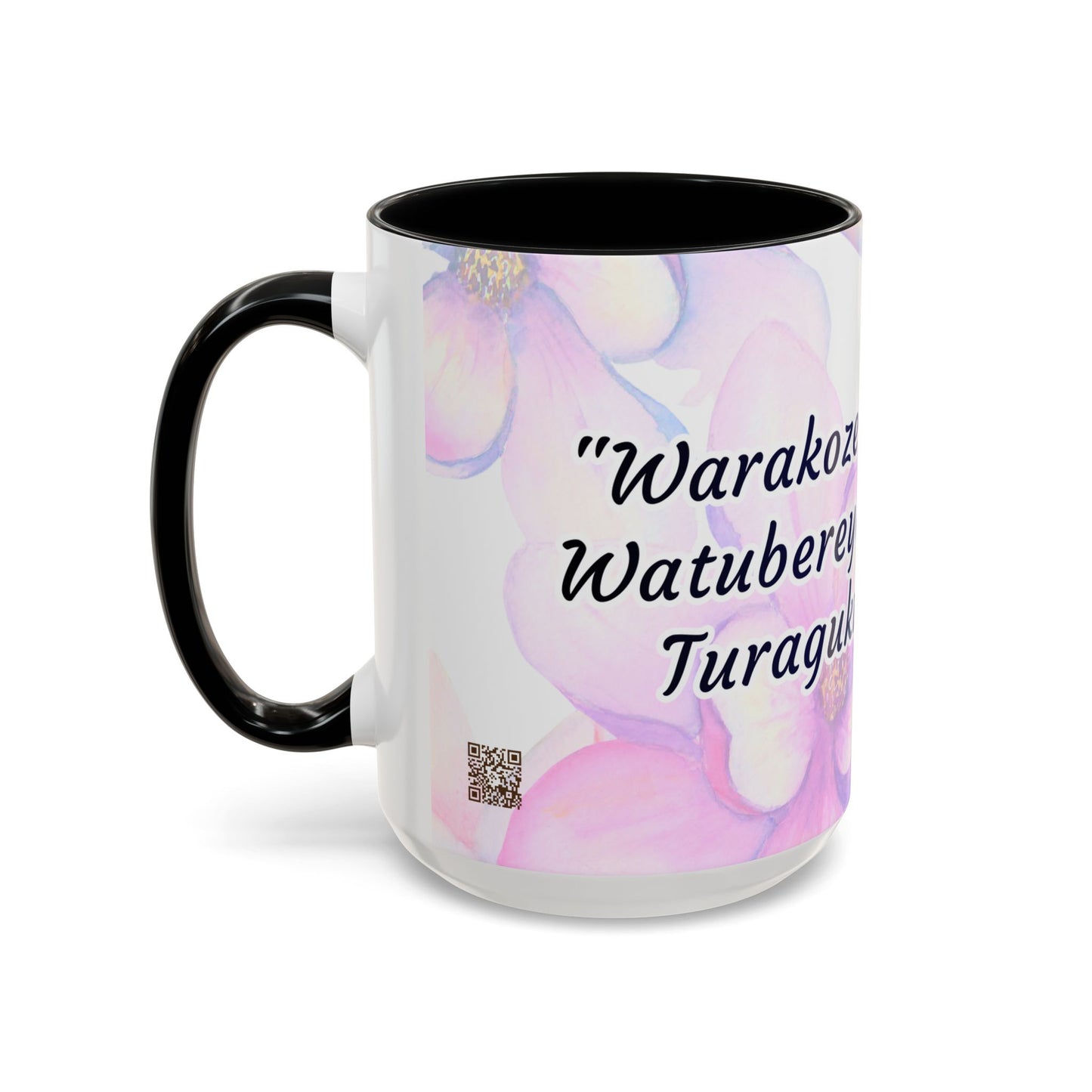 Accent Coffee Mug — Inspirational Kinyarwanda Love Quote on Floral Background (11/15 oz)
