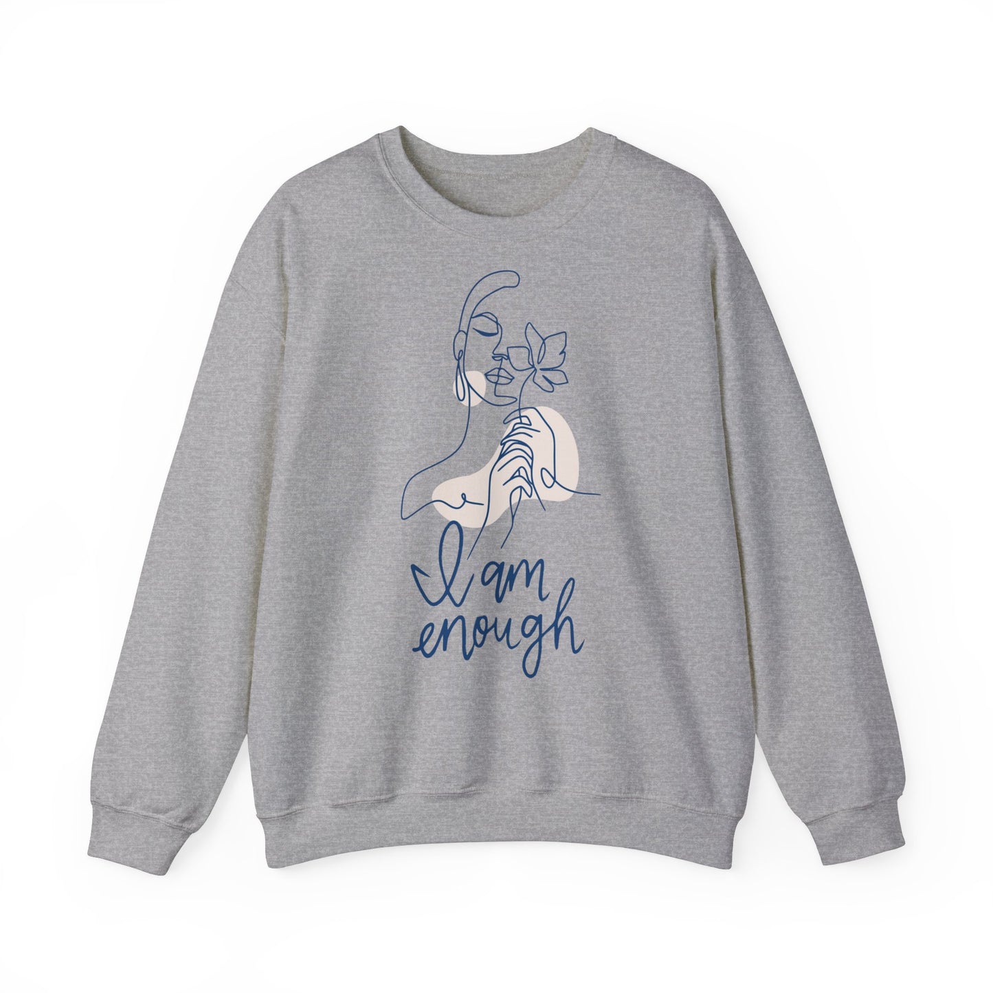 Silhouette de femme-je suis assez | Sweat-shirt unisexe à col rond en mélange lourd