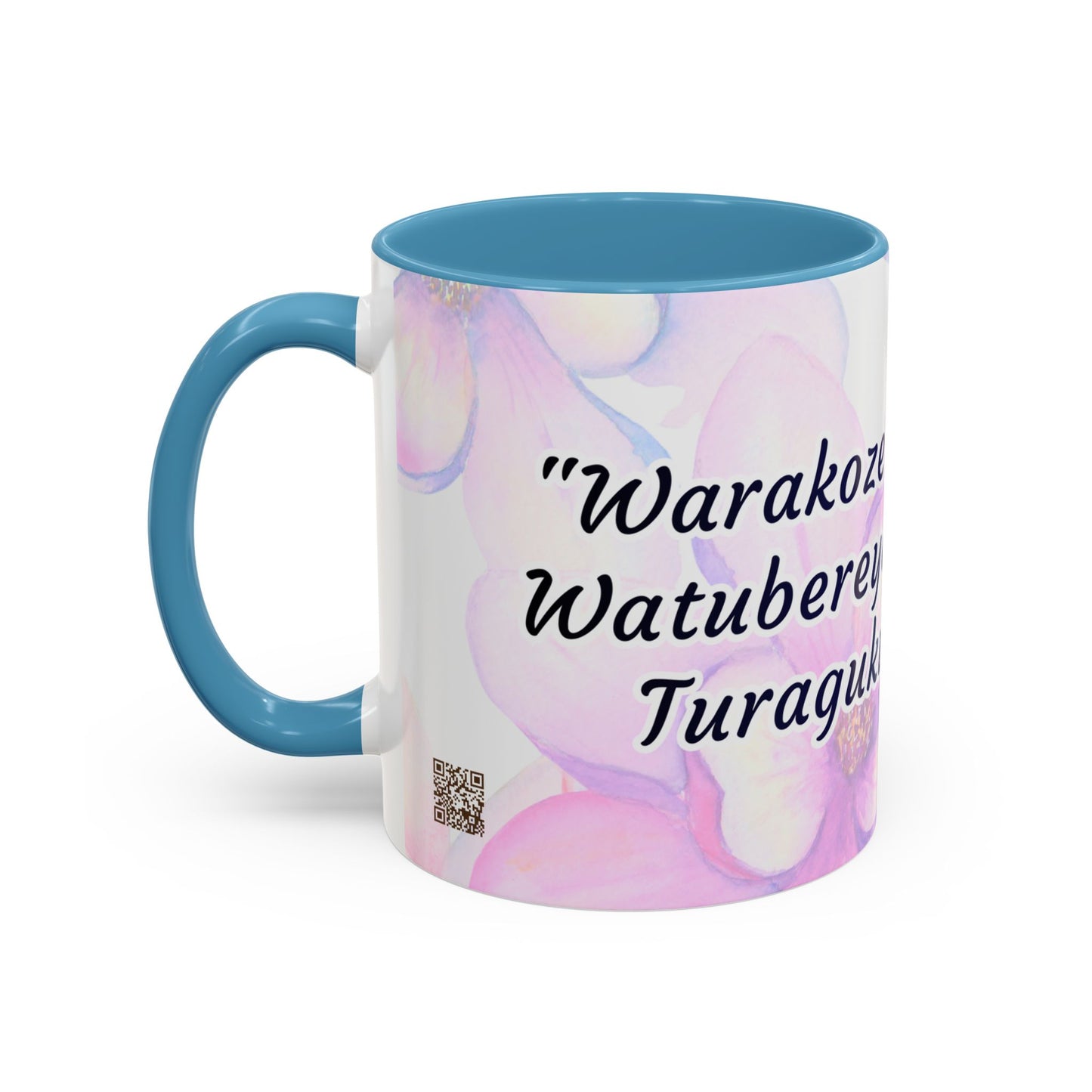 Accent Coffee Mug — Inspirational Kinyarwanda Love Quote on Floral Background (11/15 oz)