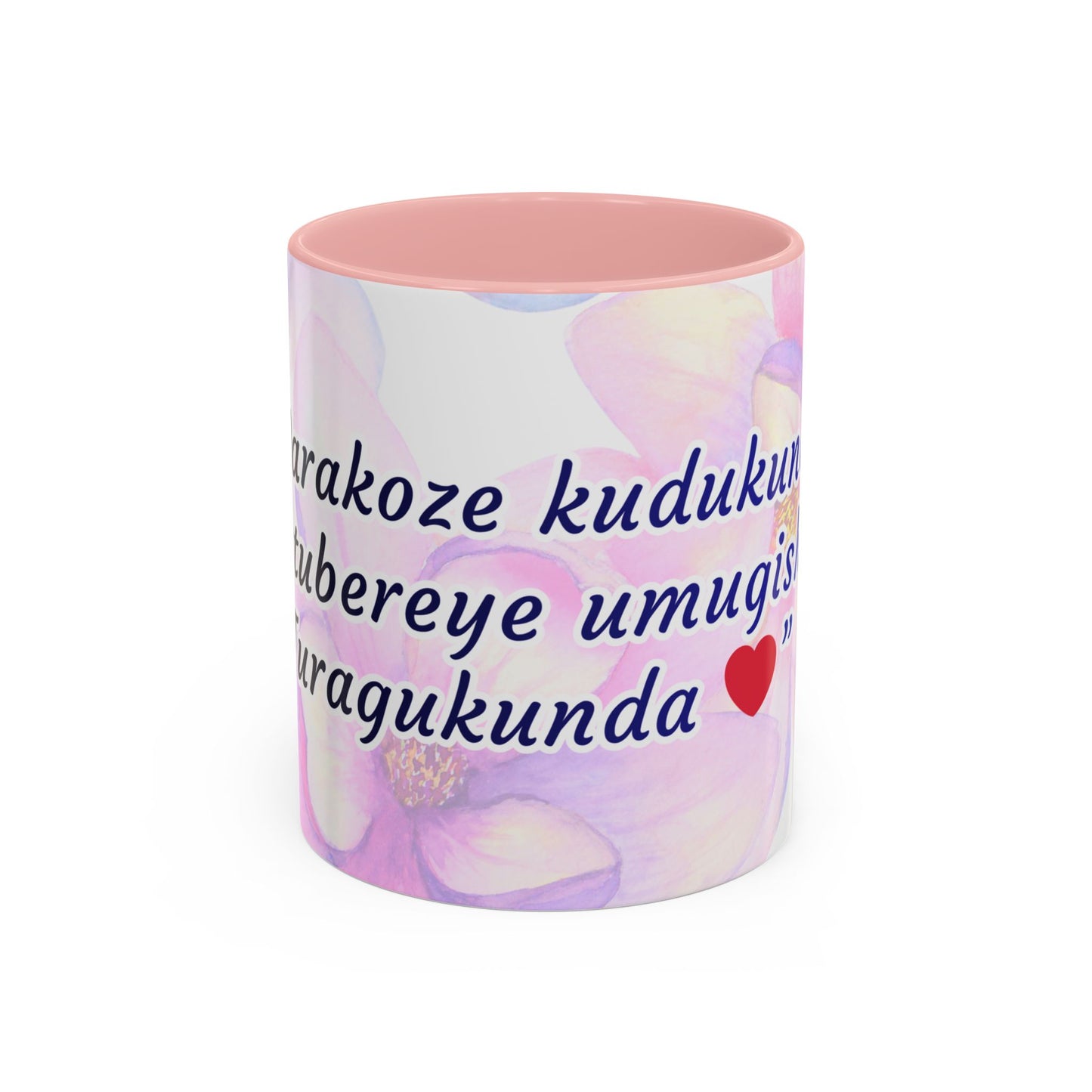 Accent Coffee Mug — Inspirational Kinyarwanda Love Quote on Floral Background (11/15 oz)