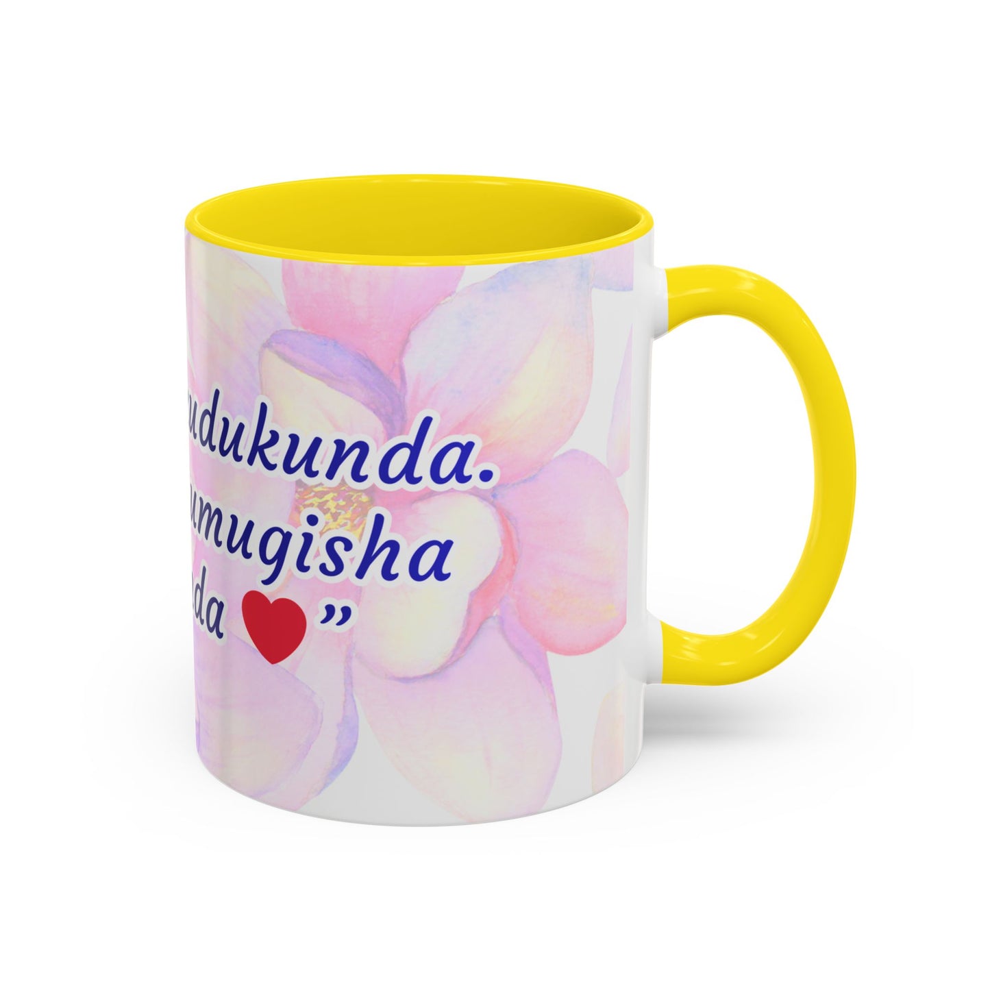 Accent Coffee Mug — Inspirational Kinyarwanda Love Quote on Floral Background (11/15 oz)