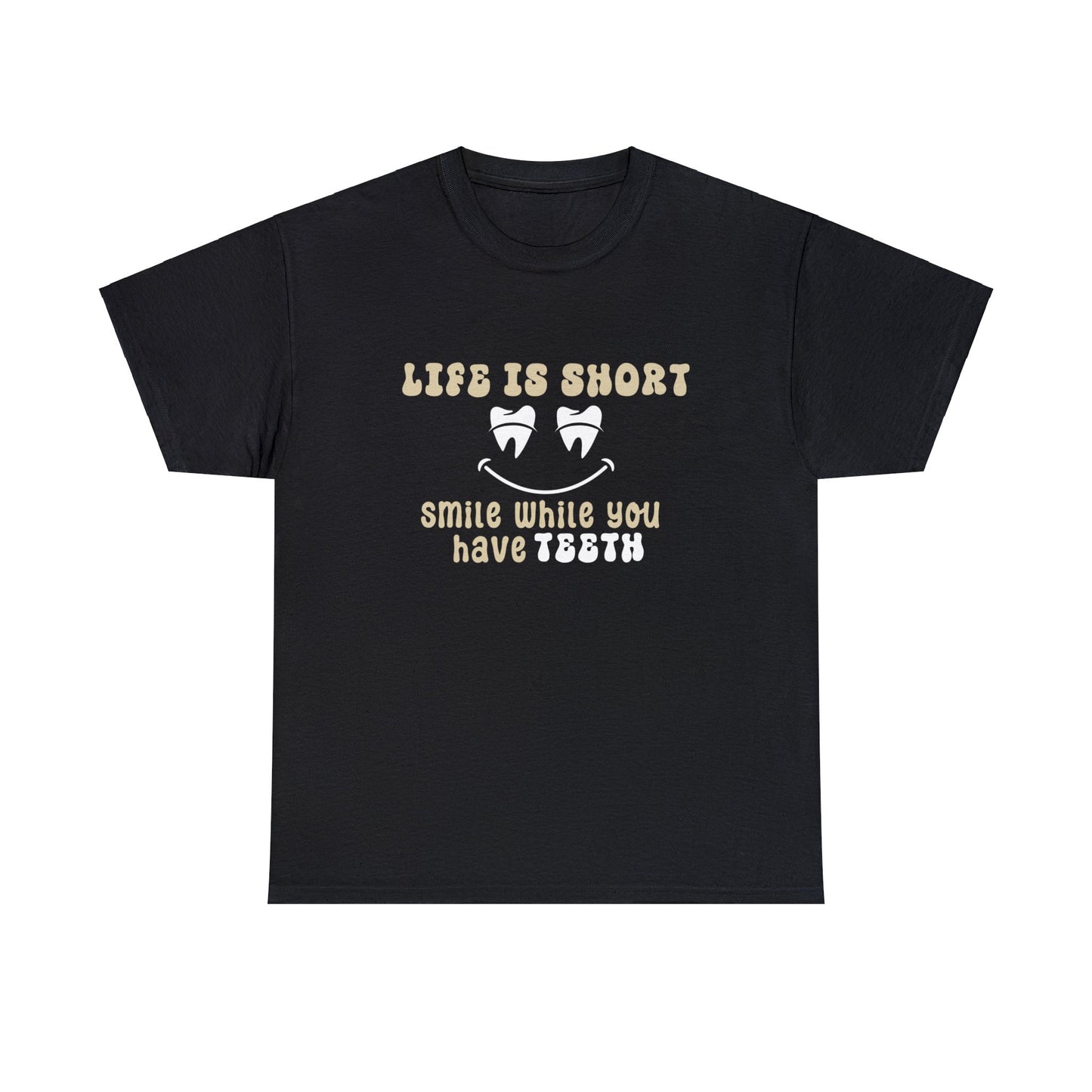 Life Is Short, Smile | Unisex Heavy Cotton T-Shirt