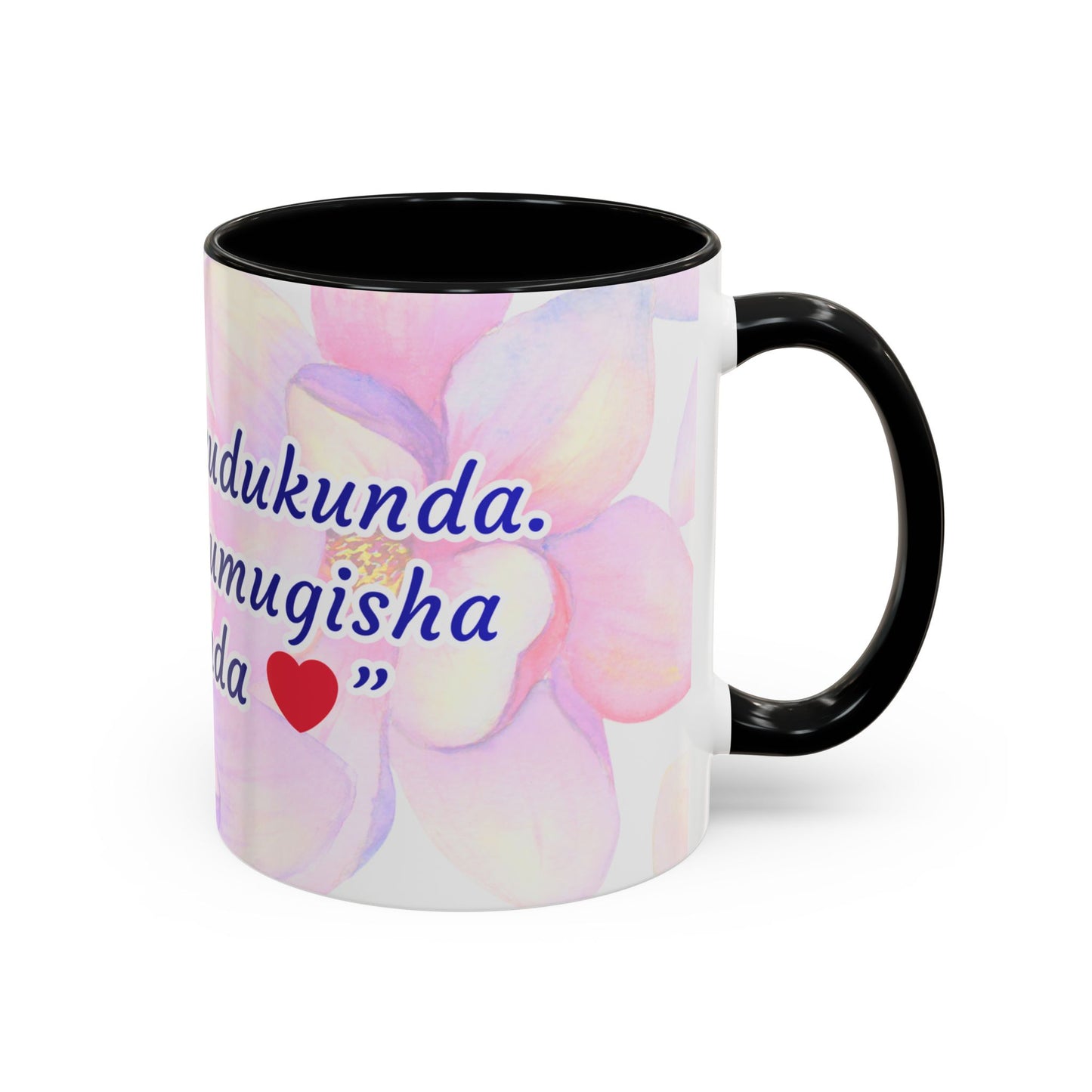 Accent Coffee Mug — Inspirational Kinyarwanda Love Quote on Floral Background (11/15 oz)