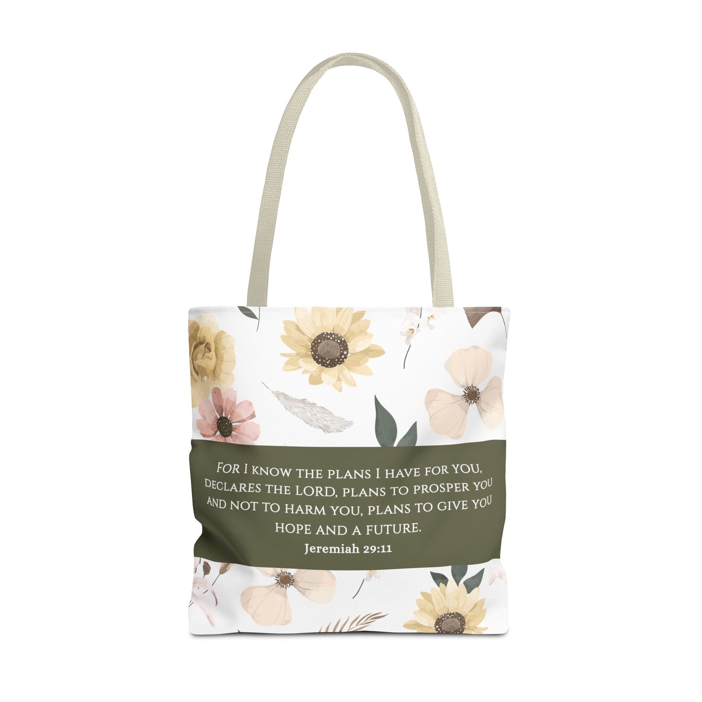Floral Psalm Tote Bag — French Scripture 'Dieu est au milieu d'elle'