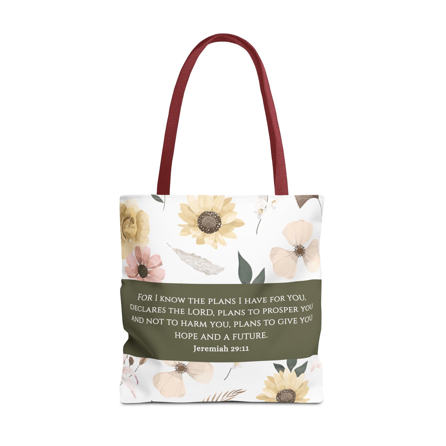 Floral Psalm Tote Bag — French Scripture 'Dieu est au milieu d'elle'