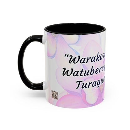 Accent Coffee Mug — Inspirational Kinyarwanda Love Quote on Floral Background (11/15 oz)