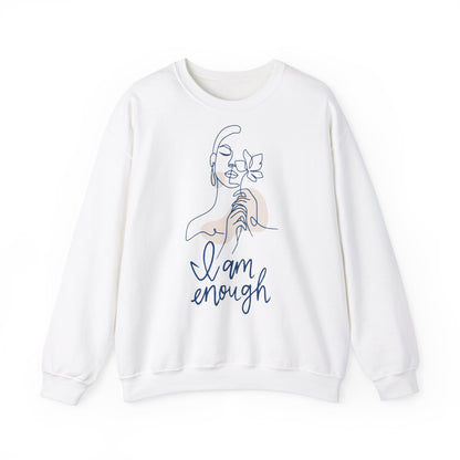 Silhouette de femme-je suis assez | Sweat-shirt unisexe à col rond en mélange lourd