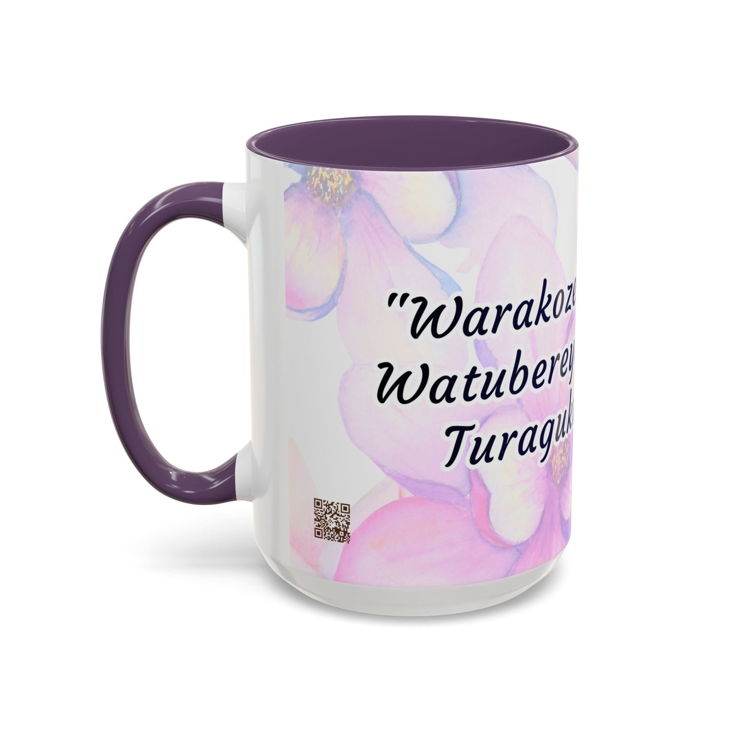 Accent Coffee Mug — Inspirational Kinyarwanda Love Quote on Floral Background (11/15 oz)