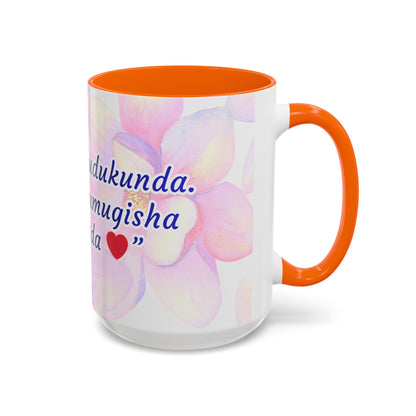 Accent Coffee Mug — Inspirational Kinyarwanda Love Quote on Floral Background (11/15 oz)