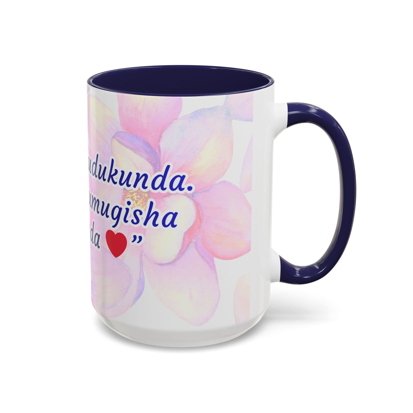 Accent Coffee Mug — Inspirational Kinyarwanda Love Quote on Floral Background (11/15 oz)