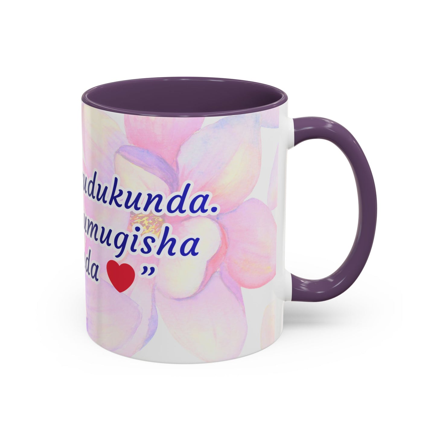 Accent Coffee Mug — Inspirational Kinyarwanda Love Quote on Floral Background (11/15 oz)