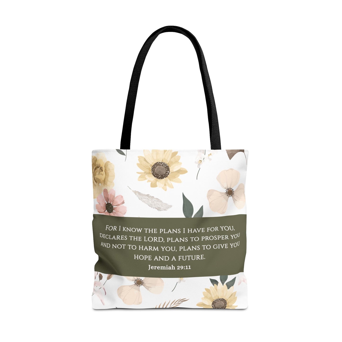 Floral Psalm Tote Bag — French Scripture 'Dieu est au milieu d'elle'