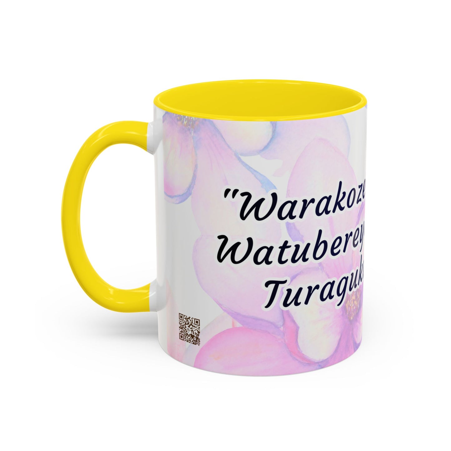 Accent Coffee Mug — Inspirational Kinyarwanda Love Quote on Floral Background (11/15 oz)