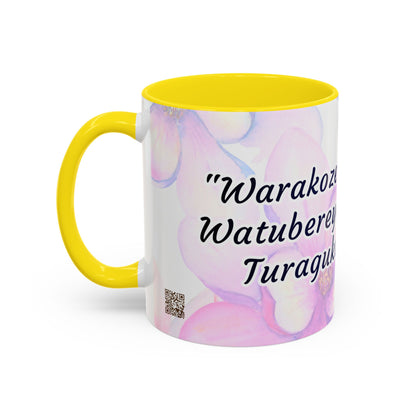 Accent Coffee Mug — Inspirational Kinyarwanda Love Quote on Floral Background (11/15 oz)