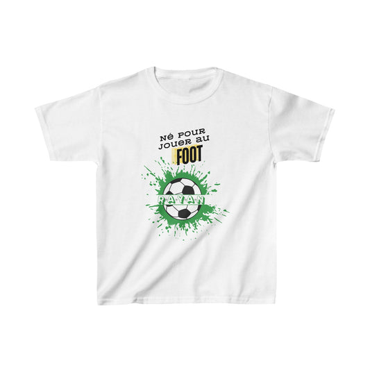 Personalized Kids Cotton T-shirt - Né Pour Jouer Au Foot